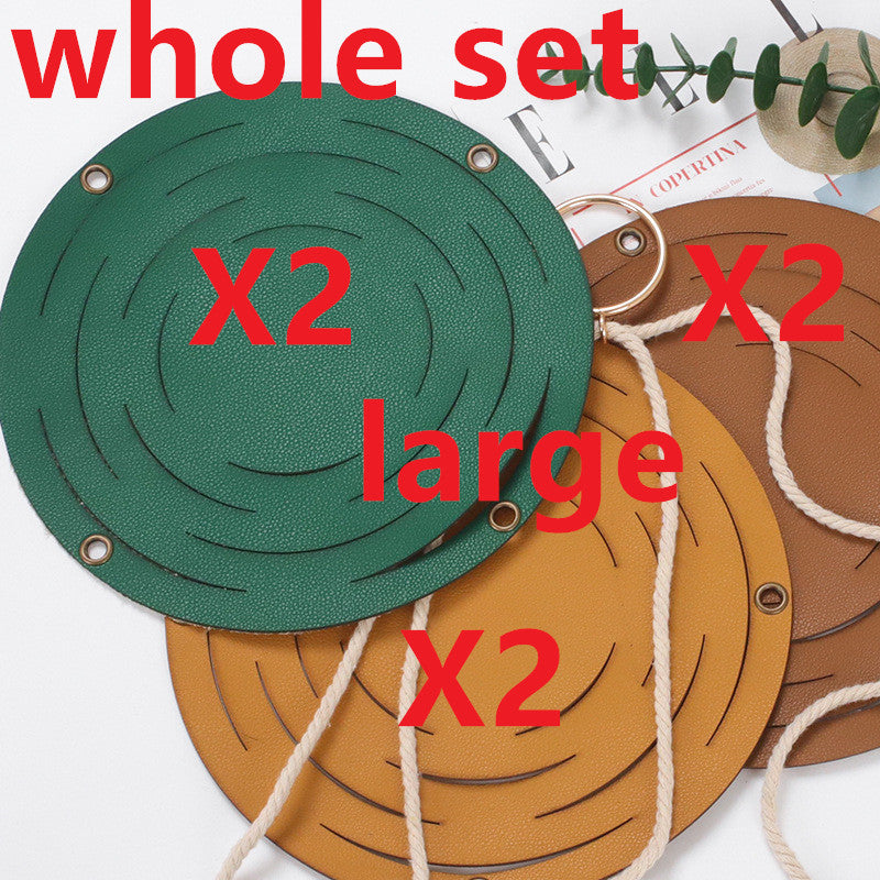 Leather Hanger Basket Macrame Wall Hanging Planter Shelf Decorative Flower Pot Holder Boho Home Decor for Small Plants