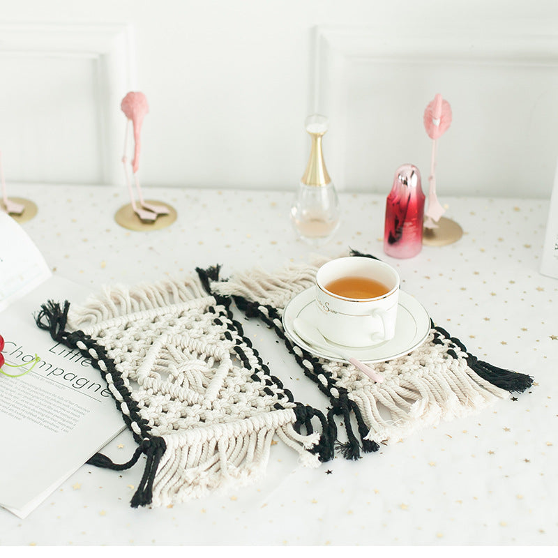 Ins Nordic Bohemian Hand-woven Coaster Table