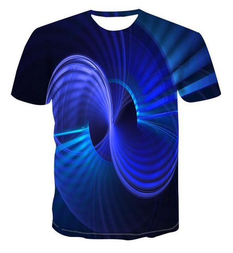 Geometric Clock Digital Printing 3D Short-sleeved T-shirt