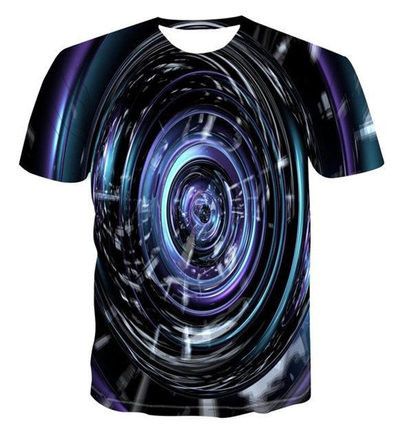 Geometric Clock Digital Printing 3D Short-sleeved T-shirt
