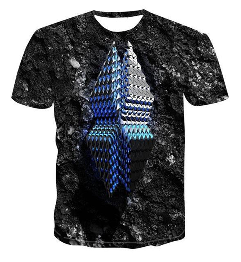 Geometric Clock Digital Printing 3D Short-sleeved T-shirt