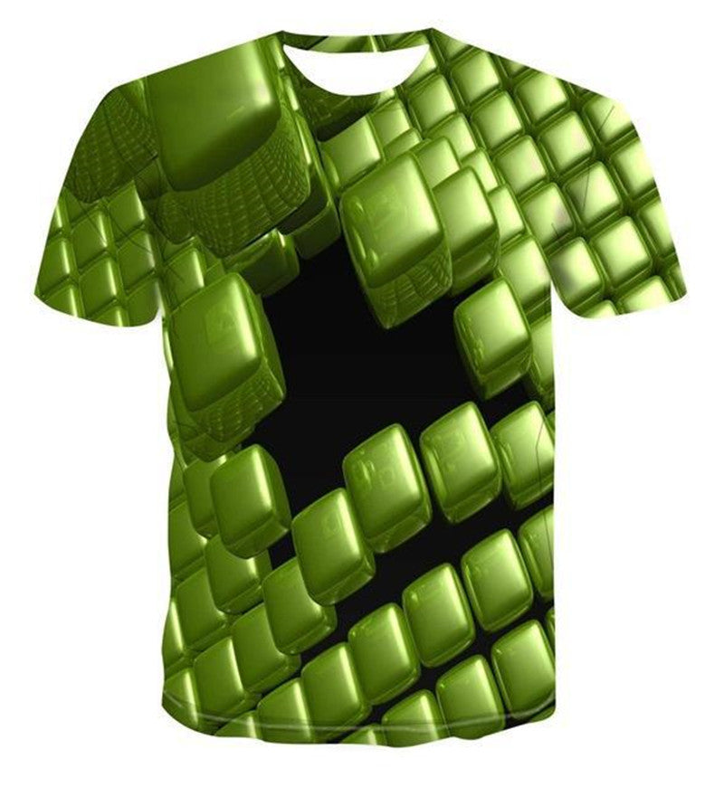 Geometric Clock Digital Printing 3D Short-sleeved T-shirt