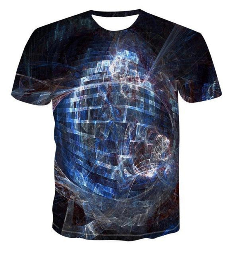 Geometric Clock Digital Printing 3D Short-sleeved T-shirt