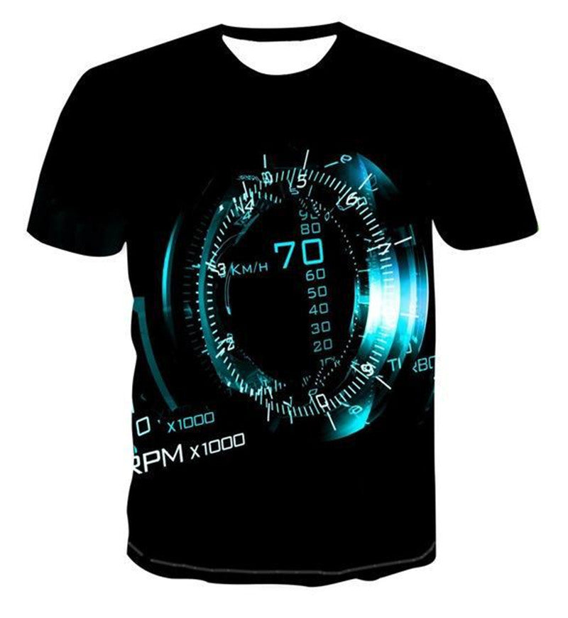 Geometric Clock Digital Printing 3D Short-sleeved T-shirt
