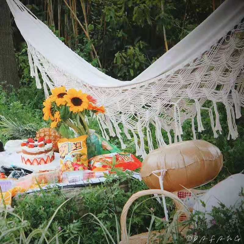 Double Hammock Nordic Bohemian Tassel Hammock Beach Outdoor