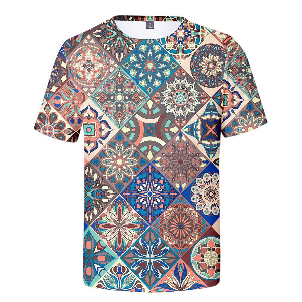Color Stitching Ethnic Style Peripheral Short Sleeves