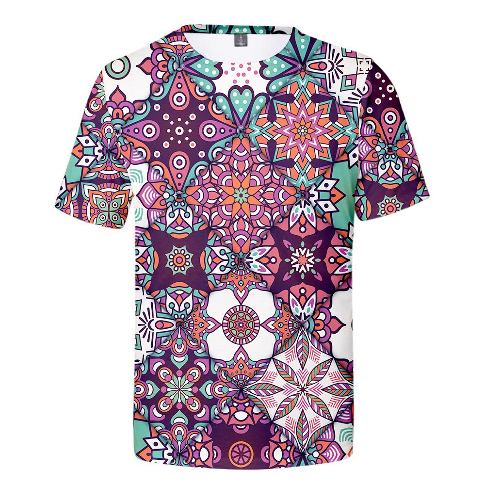 Color Stitching Ethnic Style Peripheral Short Sleeves