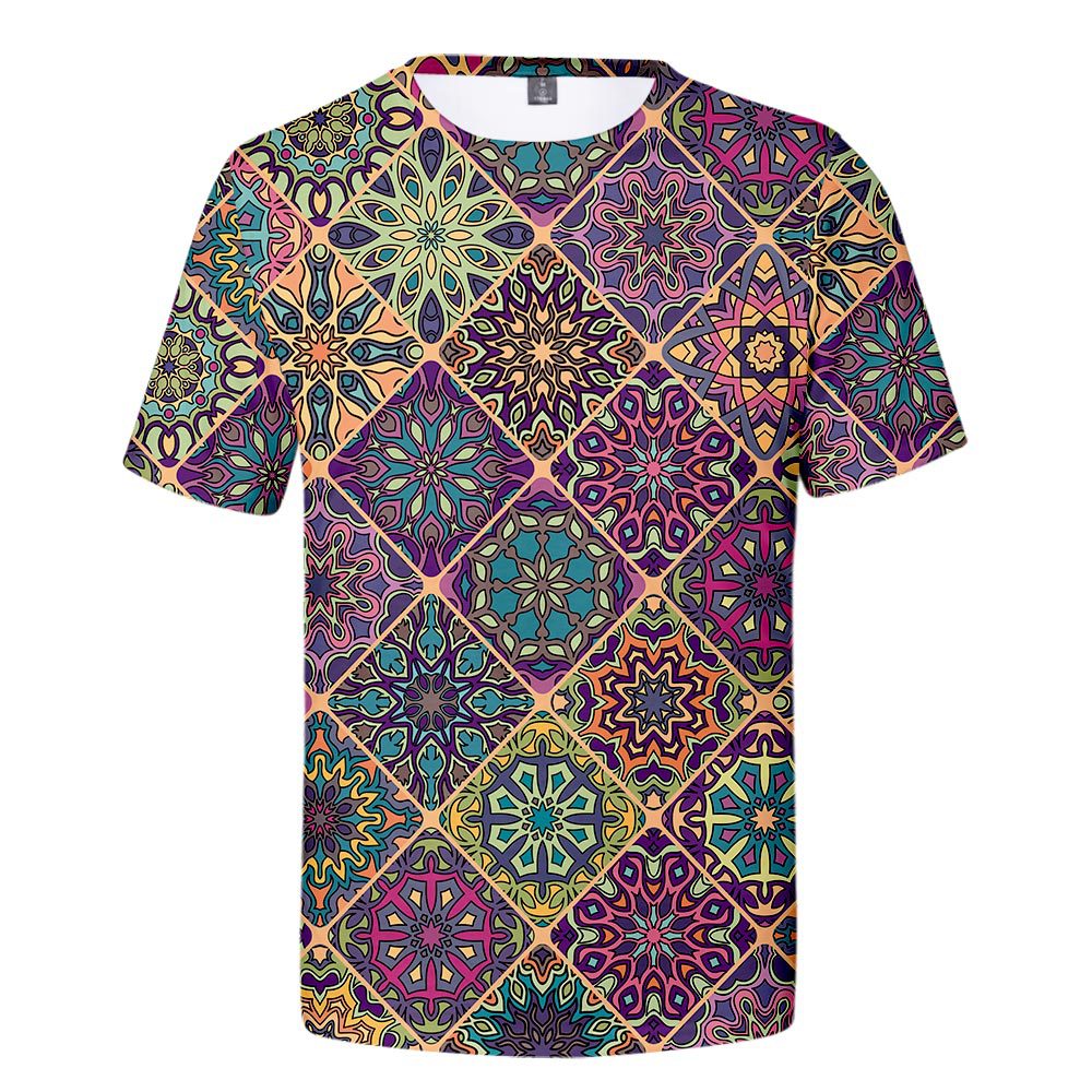 Color Stitching Ethnic Style Peripheral Short Sleeves