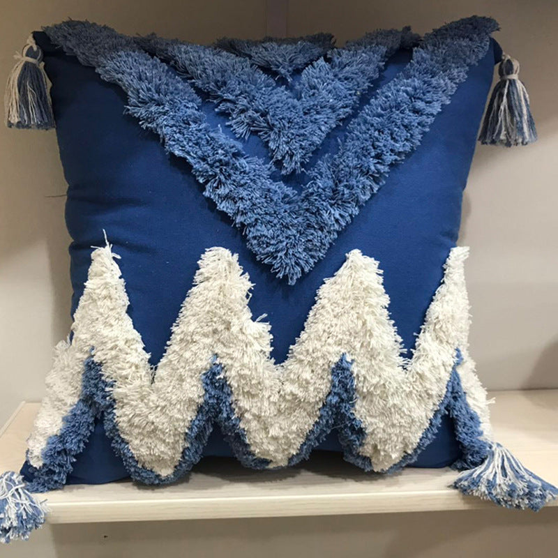 Indian Handmade Tufted Pillowcase Moroccan Style Bright Color Cushion Cover Modern Minimalist Model Room Waist Cushion