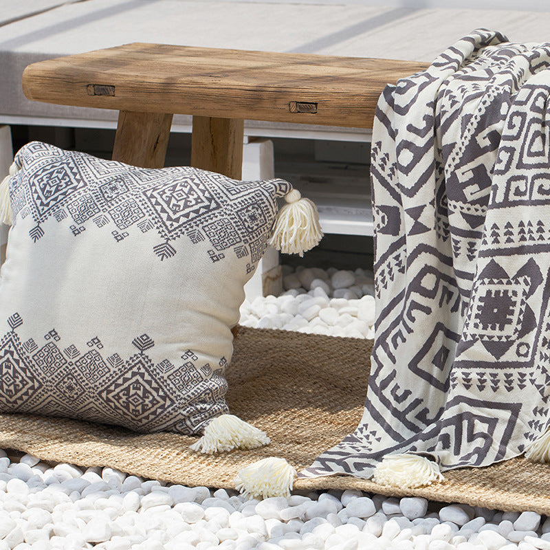 Lawrence New Cotton Tassel Knitted Blanket Home Furnishing Casual Blanket