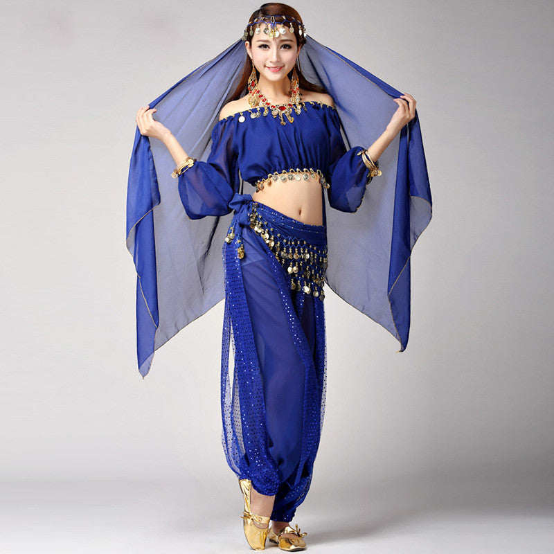 Dance Belly Dance Indian Dance Clothes Long-Sleeved Xinjiang Dance Festival Performance Costume Stage Pants Suit