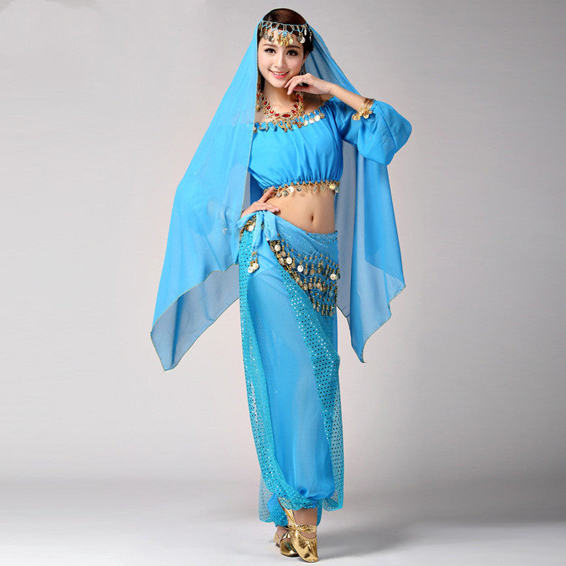 Dance Belly Dance Indian Dance Clothes Long-Sleeved Xinjiang Dance Festival Performance Costume Stage Pants Suit