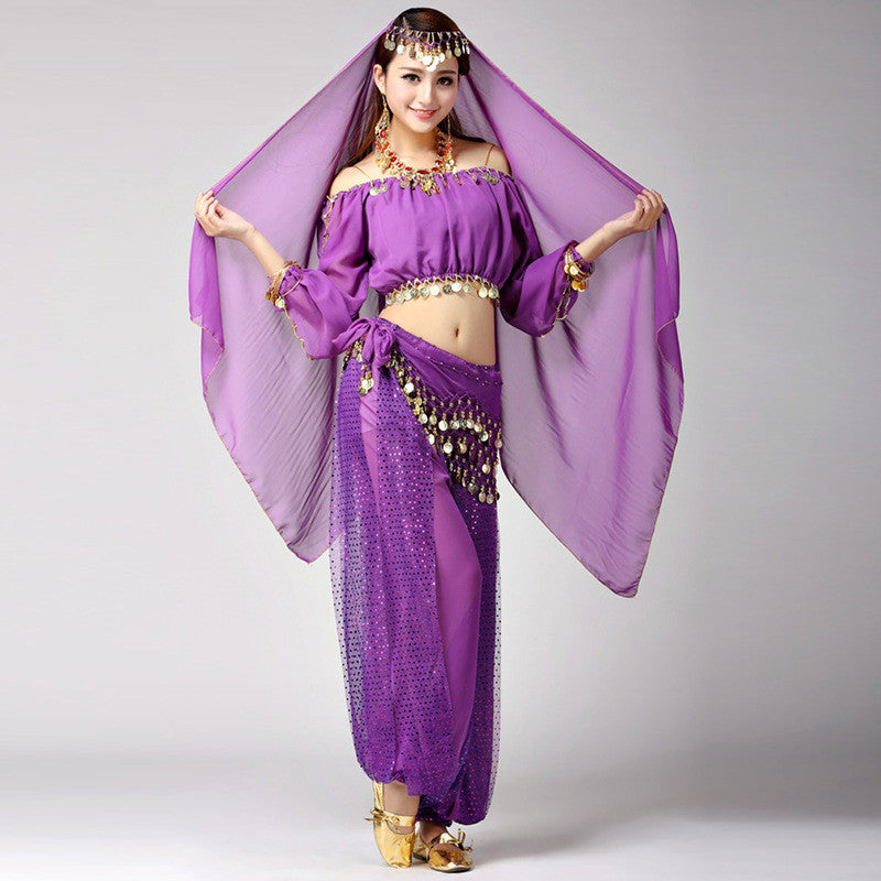 Dance Belly Dance Indian Dance Clothes Long-Sleeved Xinjiang Dance Festival Performance Costume Stage Pants Suit