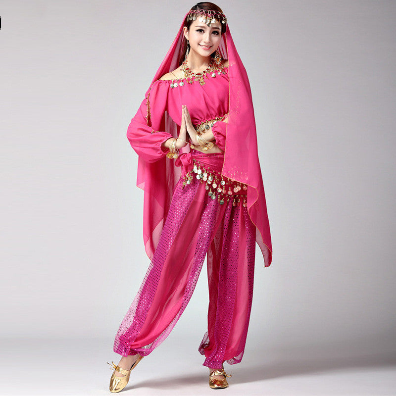 Dance Belly Dance Indian Dance Clothes Long-Sleeved Xinjiang Dance Festival Performance Costume Stage Pants Suit