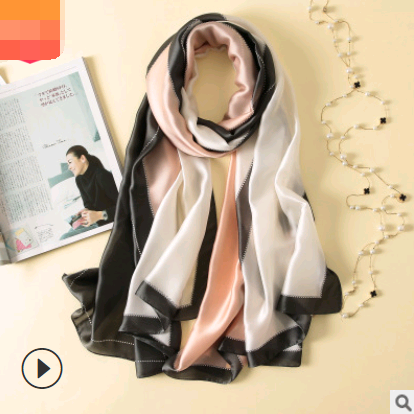 Spring, summer and autumn, new flowers, elegant and high-end artificial silk scarf, female decorative shawl, sunscreen beach towel