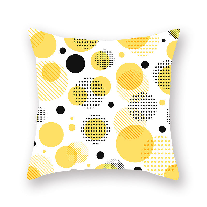Nordic yellow geometric pillowcase