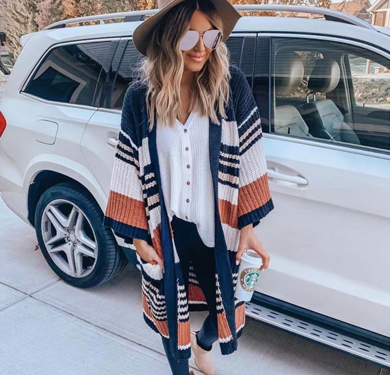 Striped color block sweater