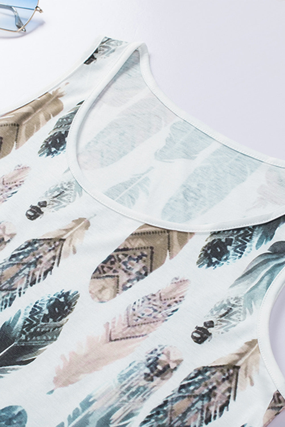 Multicolor Aztec Feather Tank Top