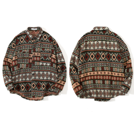 Retro ethnic brushed shirt