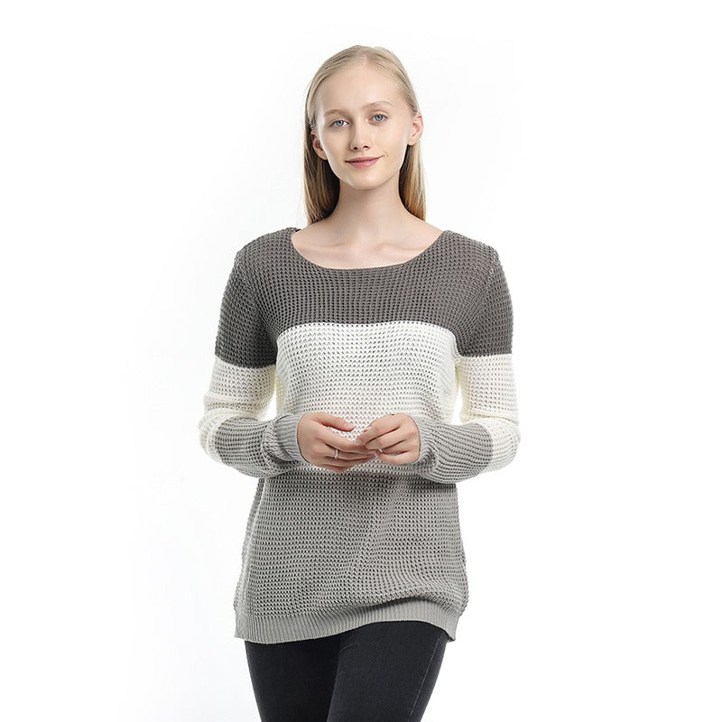O-neck long-sleeved complexion women's sweater