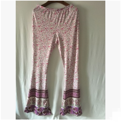 New large size boho print big trumpet pants