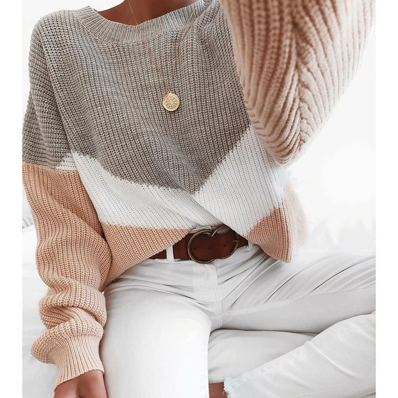Women's contrast color sweater