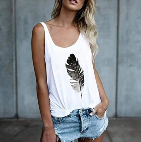 Feather print vest