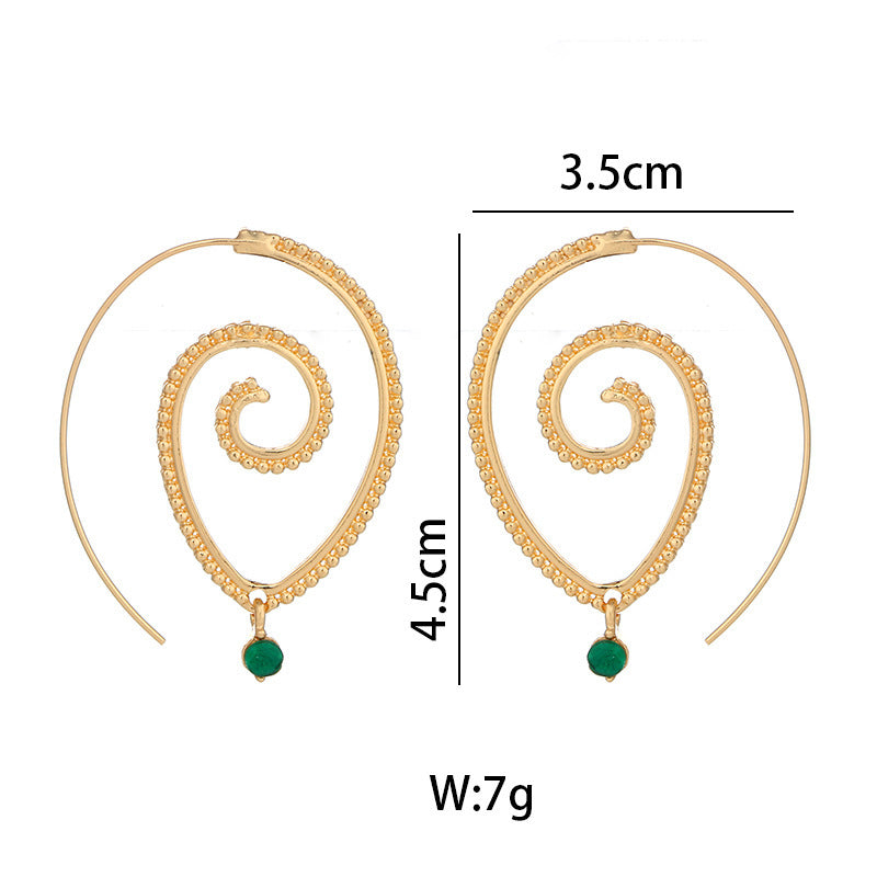 Ethnic Round Spiral Gear Earrings