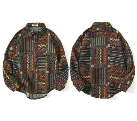 Retro ethnic brushed shirt