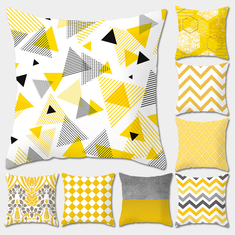 Nordic yellow geometric pillowcase