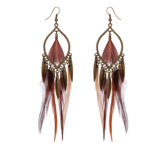 Feather long earrings personality European and American exaggerated earrings jewelry