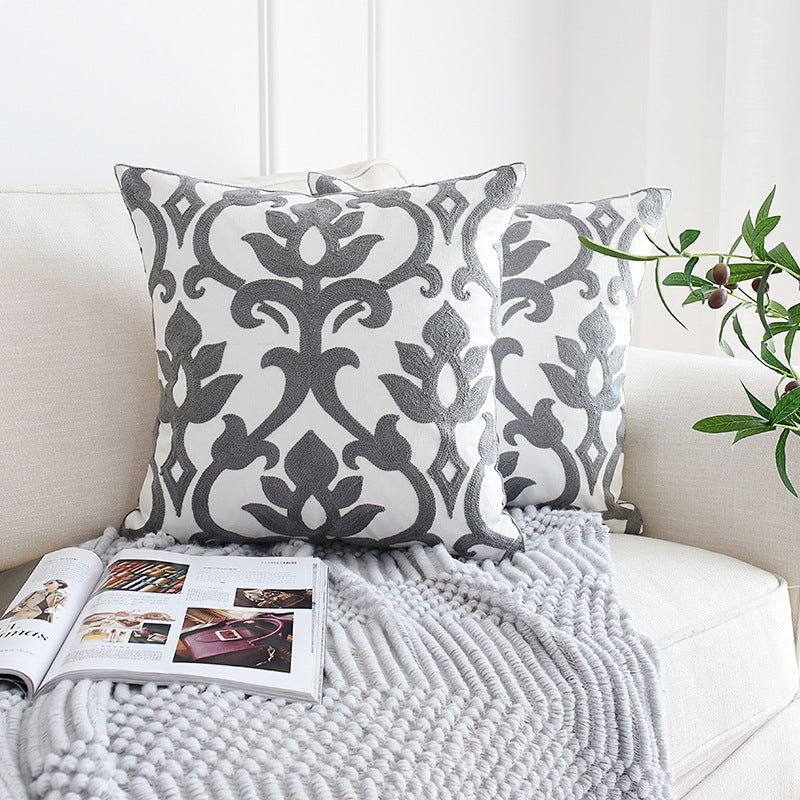 Nordic geometric embroidery pillowcase