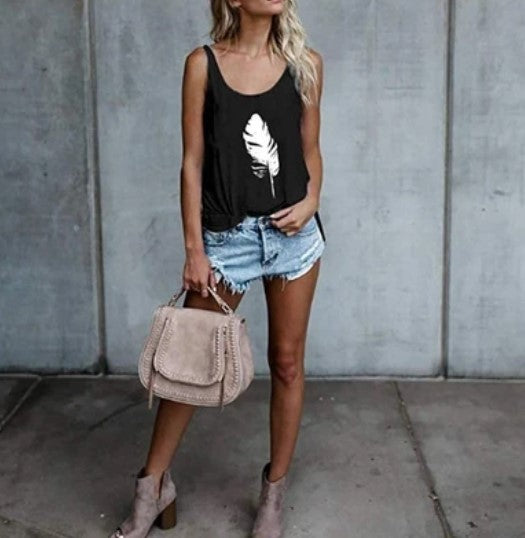 Feather print vest