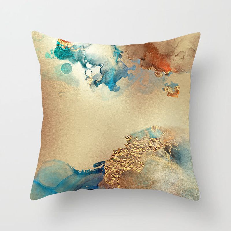 Nordic Watercolor Gold Foil Texture Printing Pillowcase