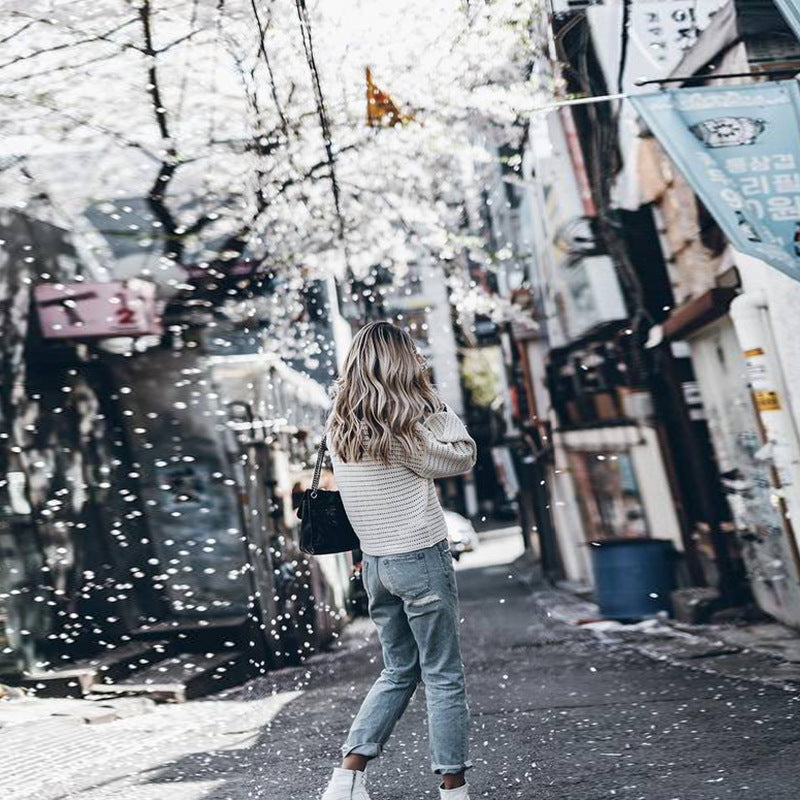 Flared sleeve casual sweater