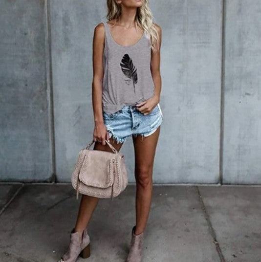 Feather print vest