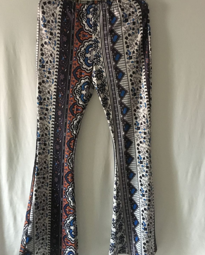 New large size boho print big trumpet pants