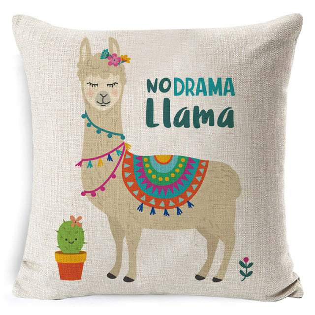 Alpaca Cartoon Pillow Cover Square Cushion