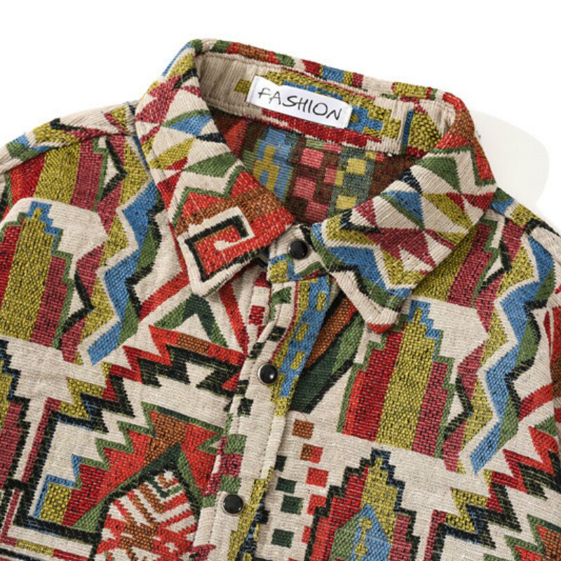 Retro ethnic brushed shirt
