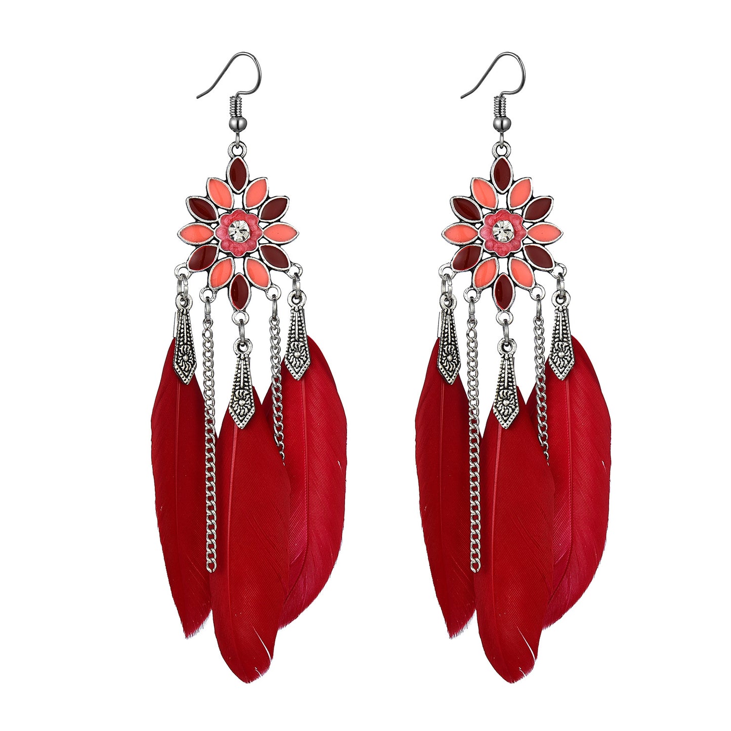 Unique Flower-shaped Earrings, Creative Ethnic Style Feather Earrings Jewelry