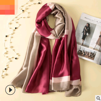 Spring, summer and autumn, new flowers, elegant and high-end artificial silk scarf, female decorative shawl, sunscreen beach towel