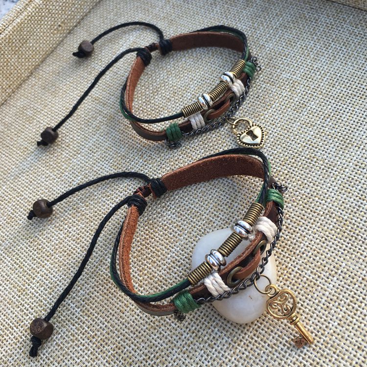 Vintage Hand-woven Ethnic Leather Couple Jewelry