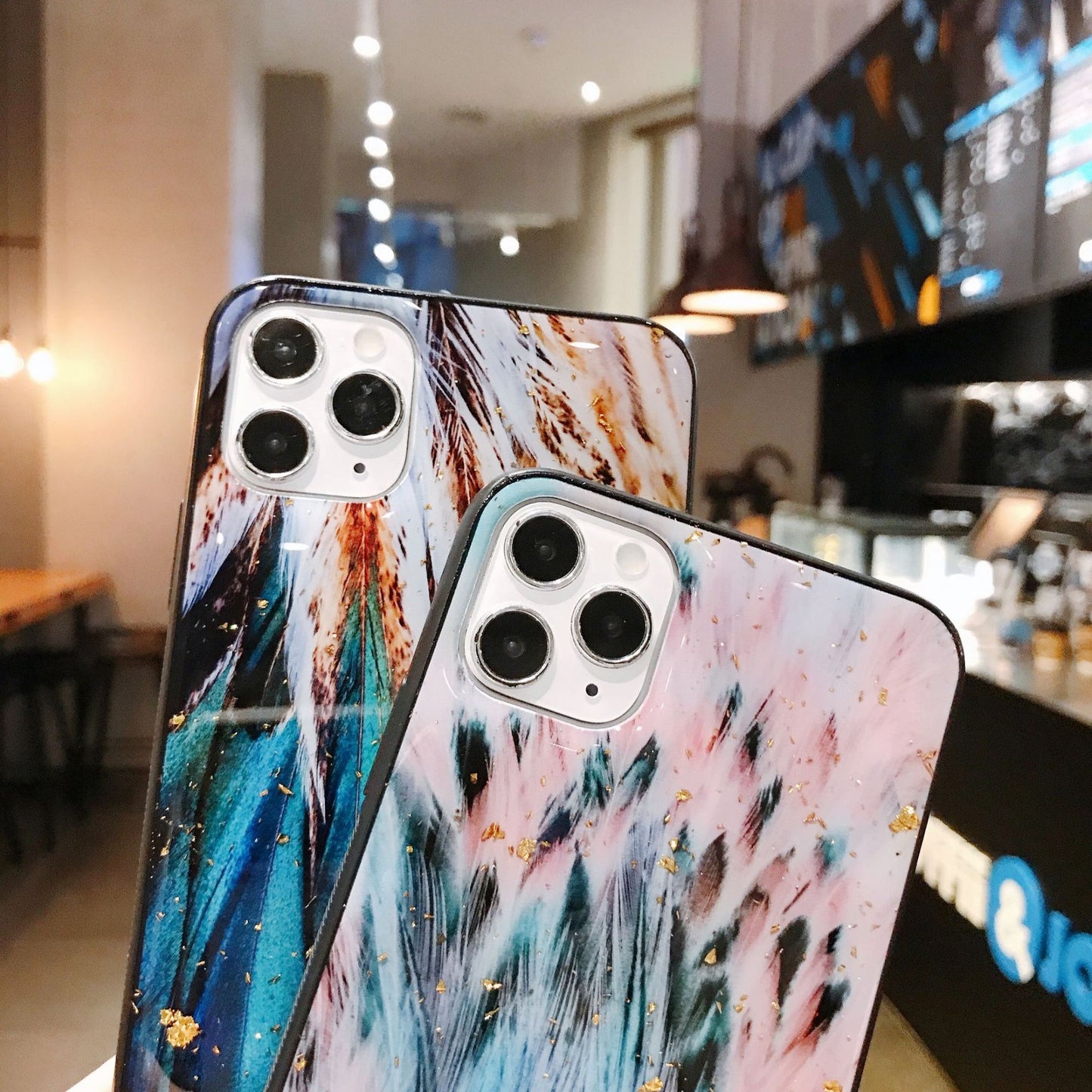 Frosty wind flamingo feather phone case