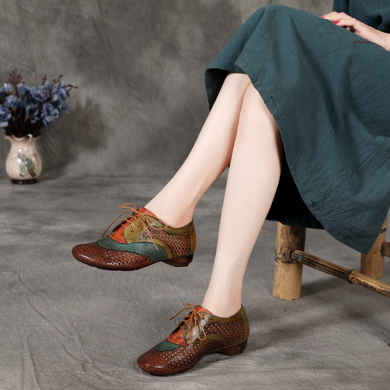 Ethnic style hollow lace-up shoes