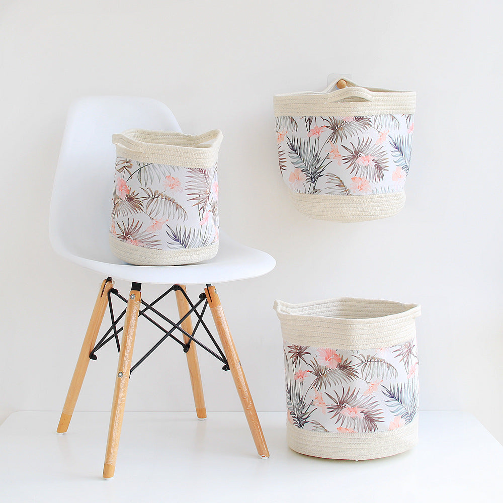 New Nordic green cotton thread storage basket weaving