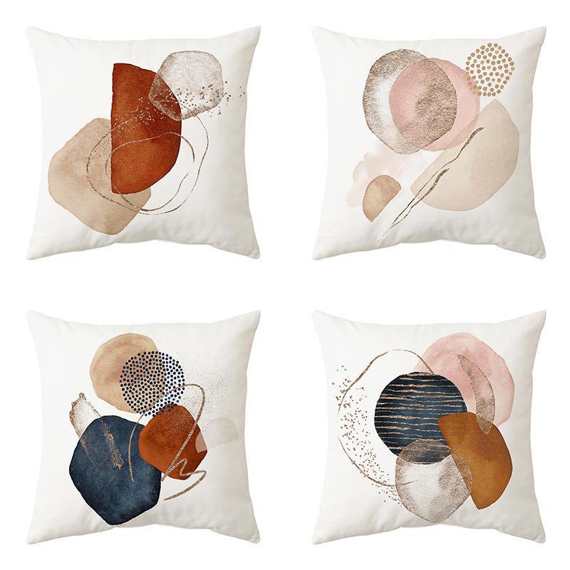 Home Geometric Abstract Irregular Pattern Print Cushion Cover