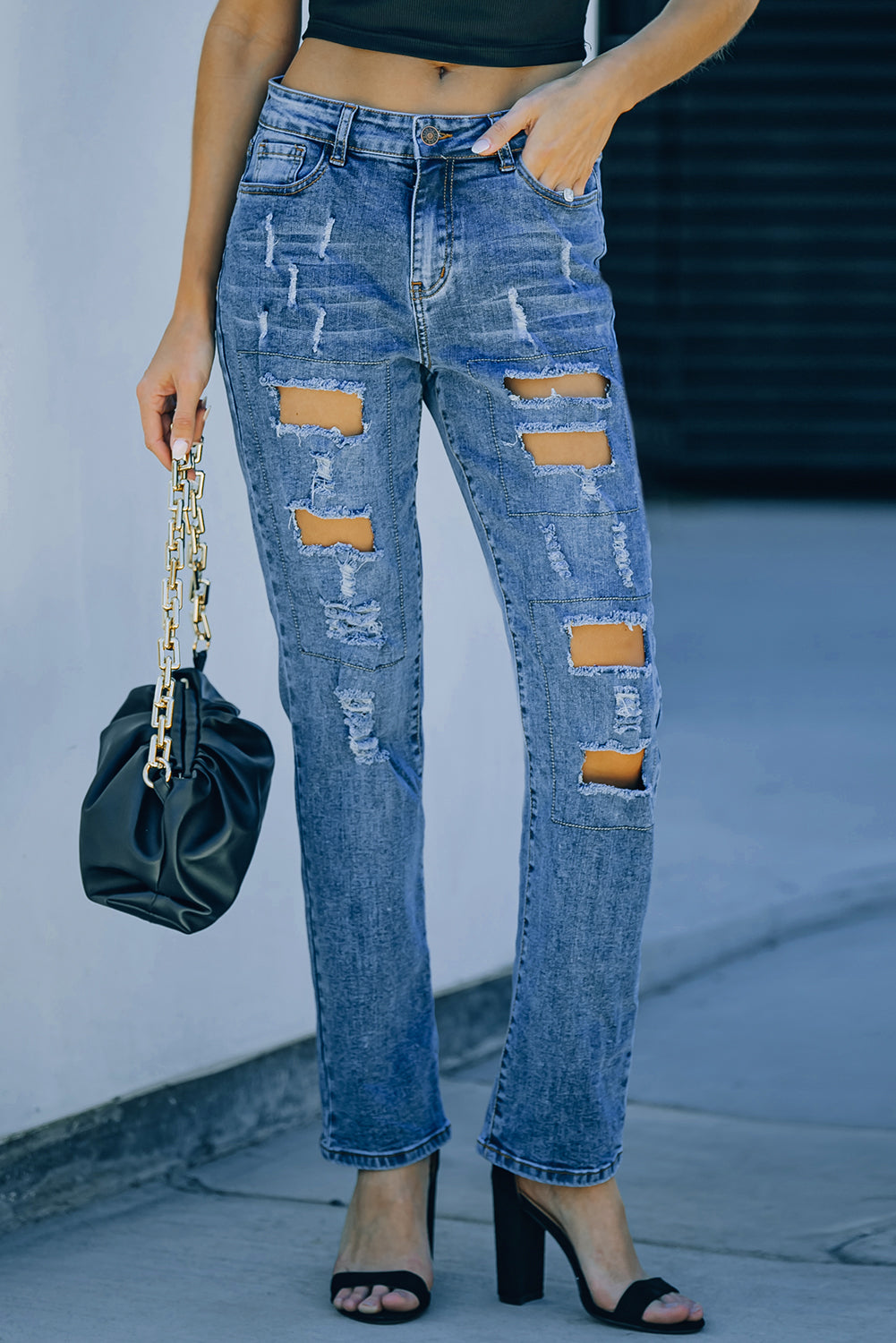 HAMMER AND FREE Graphic Cutout Ribbed Jeans