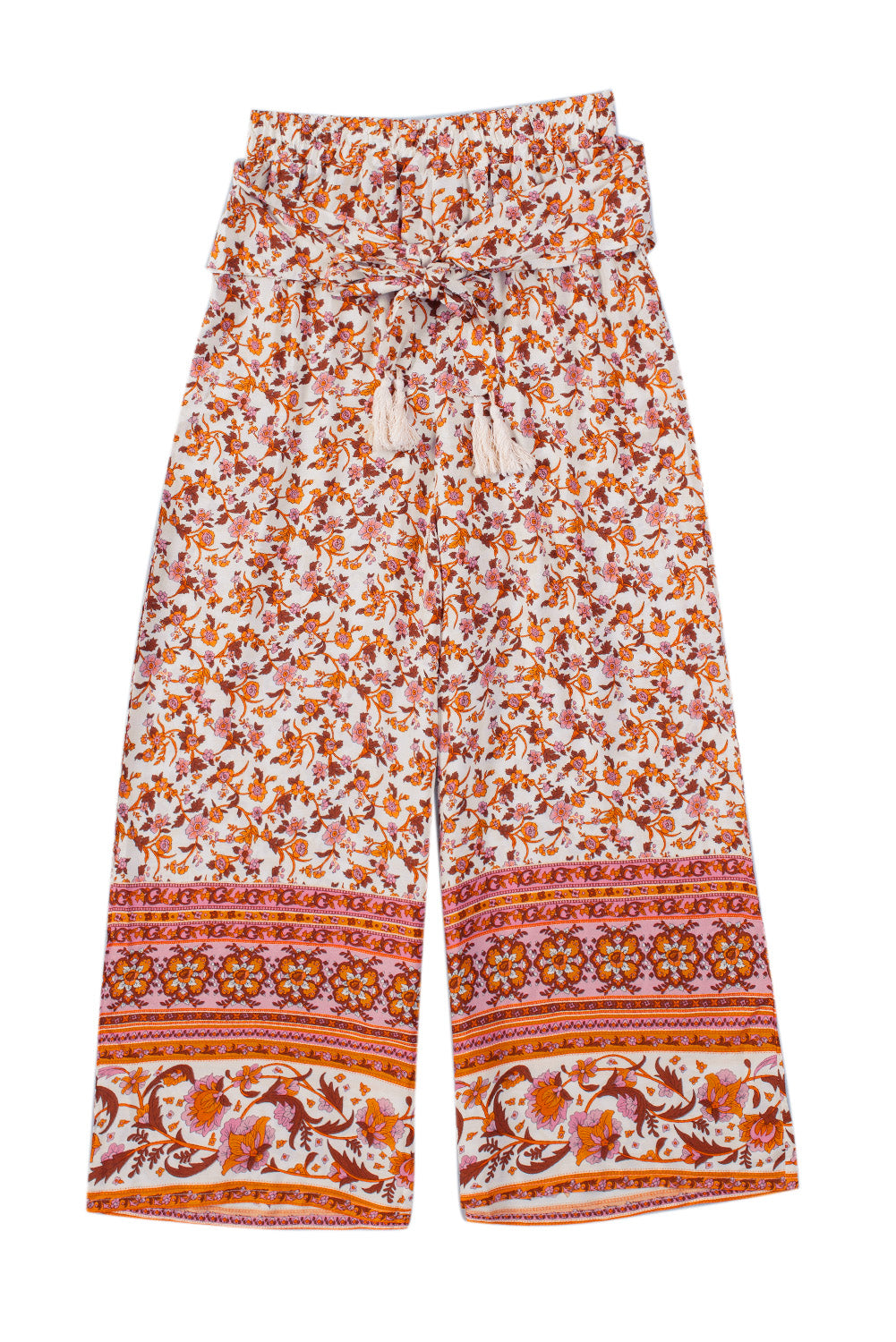 Boho Floral Print Wide Leg Pants