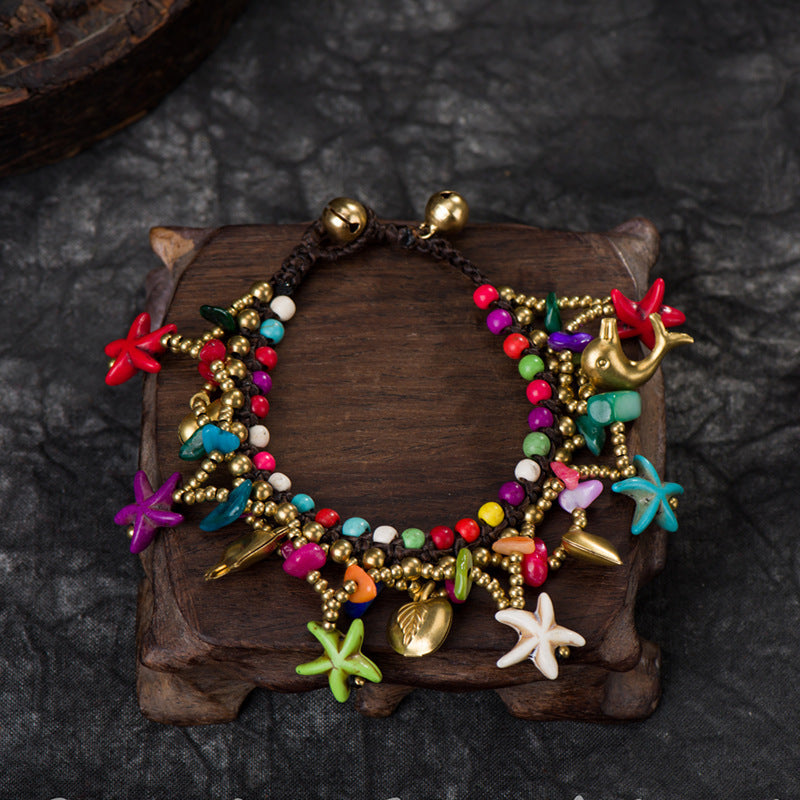 Boho Style New Beach Jewelry Starfish Pendant Bracelet Women Hand-woven Bracelet