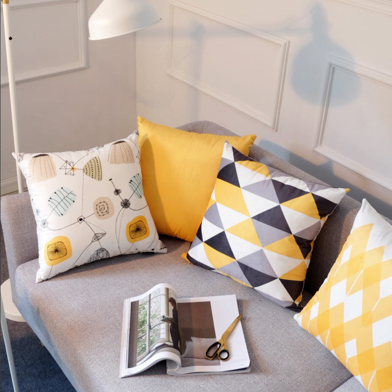Nordic Velvet Geometric Simplicity Pillow Case